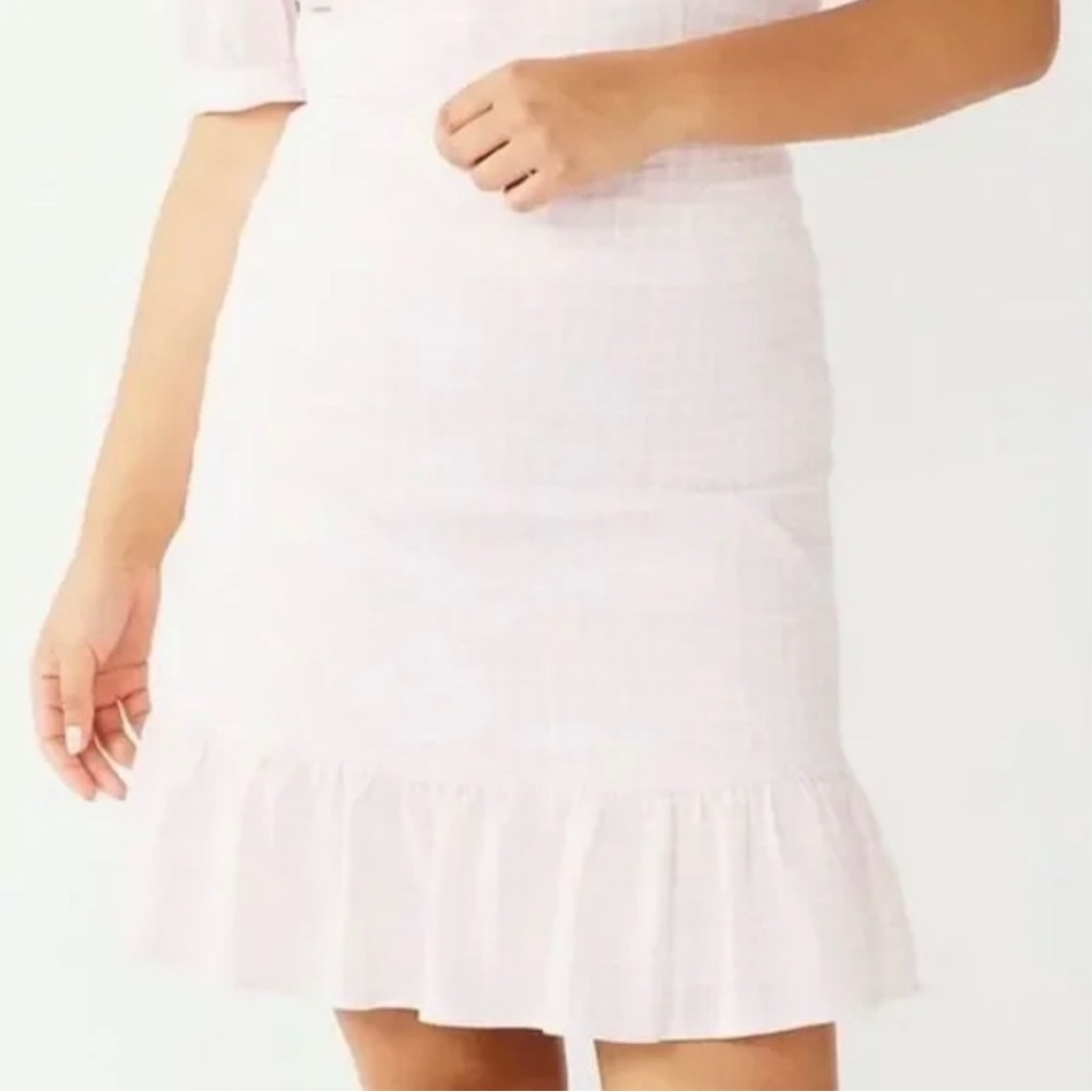 Nwt Draper James skirt RSVP Pink White Gingham plaid ruffle hem womens 10 - Picture 2 of 9